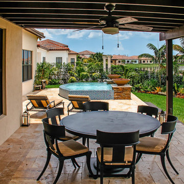 Outdoor Kitchen For Swim Spa with Custom Fire Bowls in Cooper City, Florida