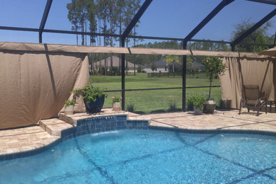 Outdoor privacy solutions. Retractable screened pool curtains.