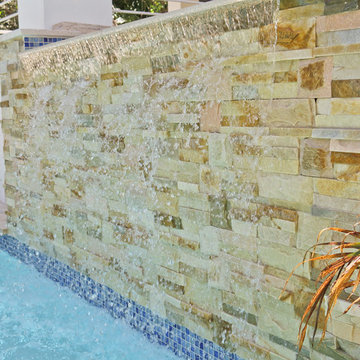 Pool Waterfall with Gobi Format Natural Stone Panels