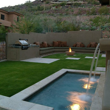 Paradise Valley Hillside Vanishing Edge Pool and Spa - Outdoor Living Area