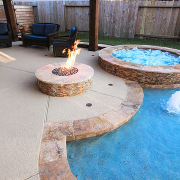 Patio Cover and Pool with Spa and Fire Feature in Long Meadow Farms, Richmond TX