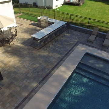 Paver Pool Patio with Outdoor Kitchen