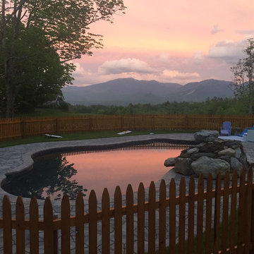 Pavers installed around  Pool Deck Natures Elite Landscaping Gilford NH
