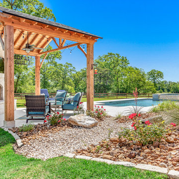 Pergola, Fireplace, and Landscaping
