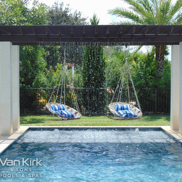 Pergola with Sheer Decent for a Classic Straight Edge Pool in Parkland, Florida