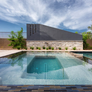 Perimeter Overflow Spa, Custom Pool and Outdoor Living Space