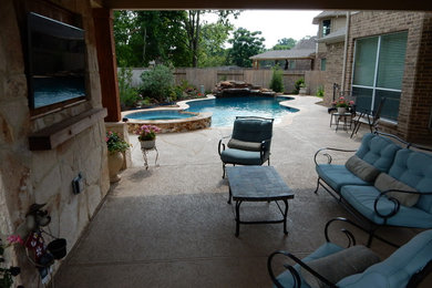 Inspiration for a rustic pool remodel in Houston