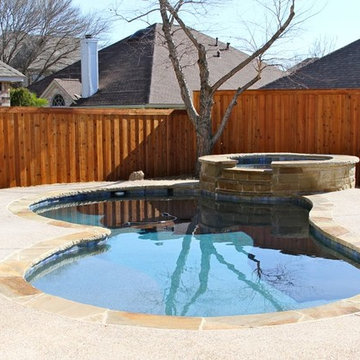 Pool and Hot Tub Combination with Stonework