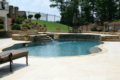 Pool and Spa with Custom Water Features