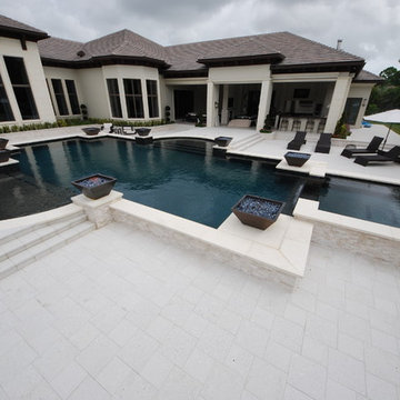 Pool and Spa with Fire Bowls