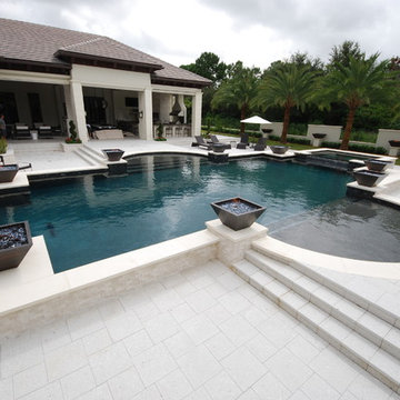 Pool and Spa with Fire Bowls