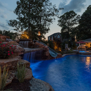 Pool & Spa with Grotto and Fire Features