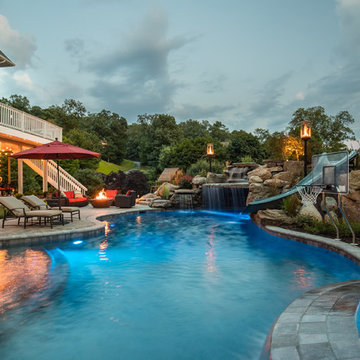 Pool & Spa with Grotto and Fire Features