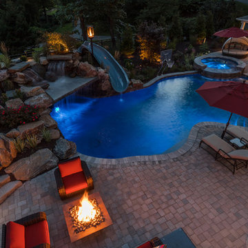 Pool & Spa with Grotto and Fire Features