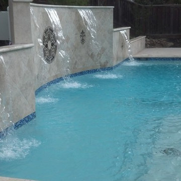 Pool and Spa with Raised Wall Fountain