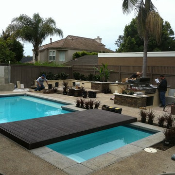 Pool Deck Remodel - Custom concrete, bbq and depressed fire pit