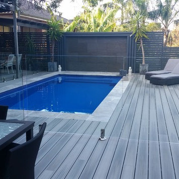 Pool, deck, water feature and balustrade