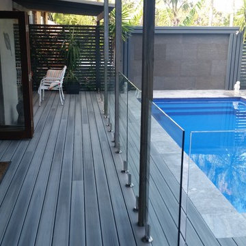 Pool, deck, water feature and balustrade