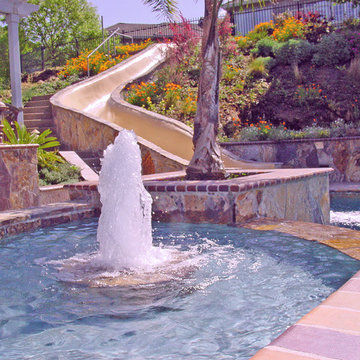 Pool Fountain and Water Slide