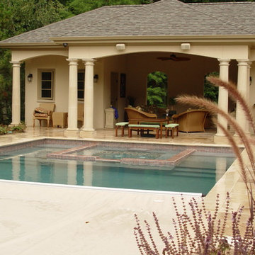 Pool House and Pool with Hidden Cover System