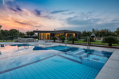 Large contemporary swimming pool.