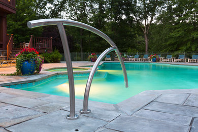 Pool - contemporary backyard pool idea in Portland