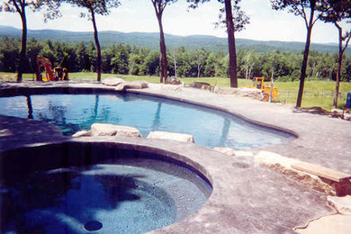 Pool landscaping in rural Dunbarton, New Hampshire