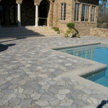 Pool Pavers with Raised Planter Beds