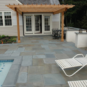Pool project, flagstone paving