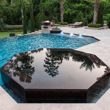 Pool Remodel with beautiful octagon, glass tile spa.