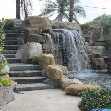 Pool waterfall and Staircase