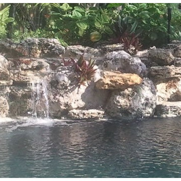 Pool Waterfalls, Coral rock in Miami, Florida