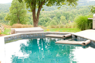 Pool - mid-sized traditional backyard tile and custom-shaped aboveground pool idea in DC Metro
