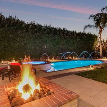 Pool with Creative Tile Details at Twilight