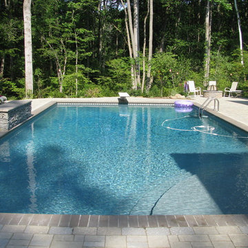 Pool With Fire Pit & Waterfall Feature