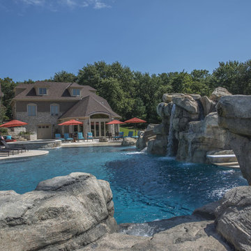 Pool with Stone Waterfalls