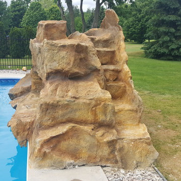 Poolside Waterfall with Slide