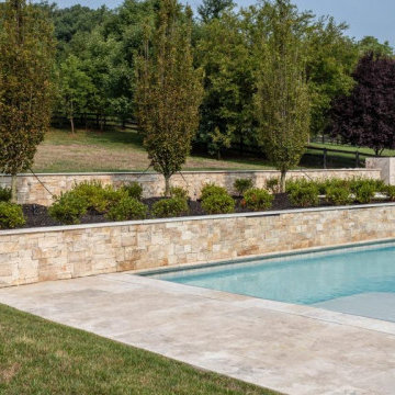 Primavera Real Thin Stone Veneer Landscape Wall and Pool