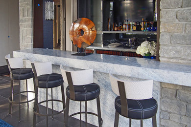 Inspiration for a modern home bar remodel in New York