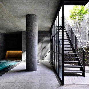 Inspiration for a modern indoor rectangular lap pool in Los Angeles.