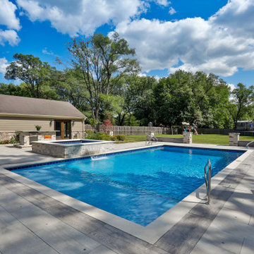 Prospect Heights Outdoor Living Project with Swimming Pool and Hot Tub