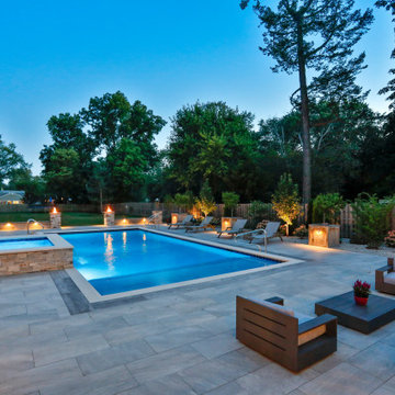 Prospect Heights Outdoor Living Project with Swimming Pool and Hot Tub