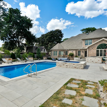Prospect Heights Outdoor Living Project with Swimming Pool and Hot Tub