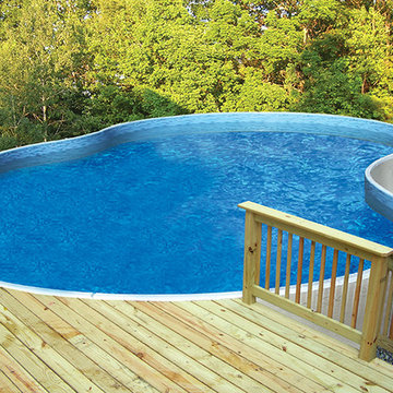 Radiant Free Form Above Ground Pool with Wood Decking