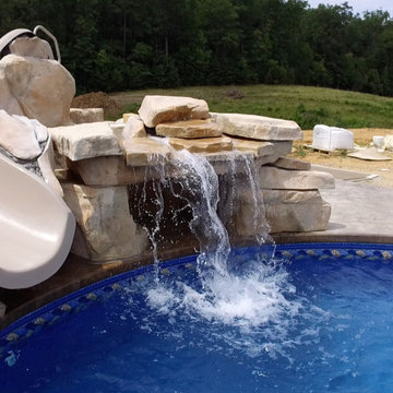 Radiant In Ground Pool (22x44) w/ Rico Rock Waterfall and Slide