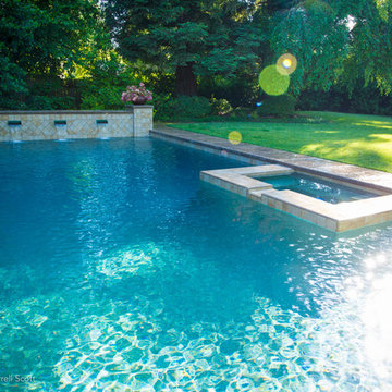 Raise Wall with Water Feature Pool & Spa