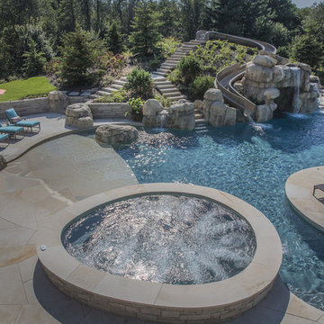 Raised Stone Spa with Amazing Pool