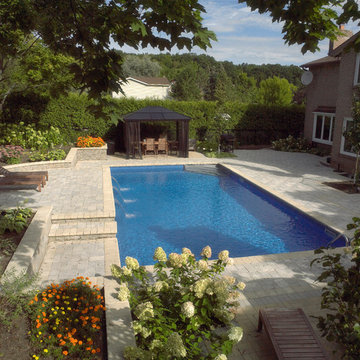 Rectangle Pool with Sheer Descent Water Feature