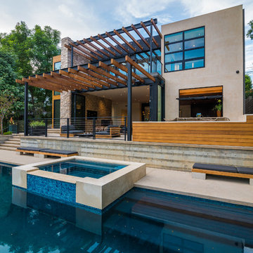 Reflection of the house in the pool