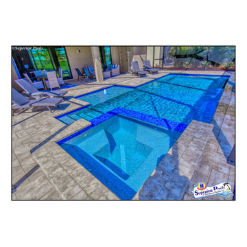(Reichard) Superior Pools Swimming Pool/Spa Raised Area With 3 Brass Scuppers